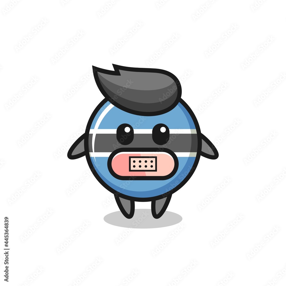 Cartoon Illustration of botswana flag badge with tape on mouth Cartoon Illustration of botswana flag badge with tape on mouth