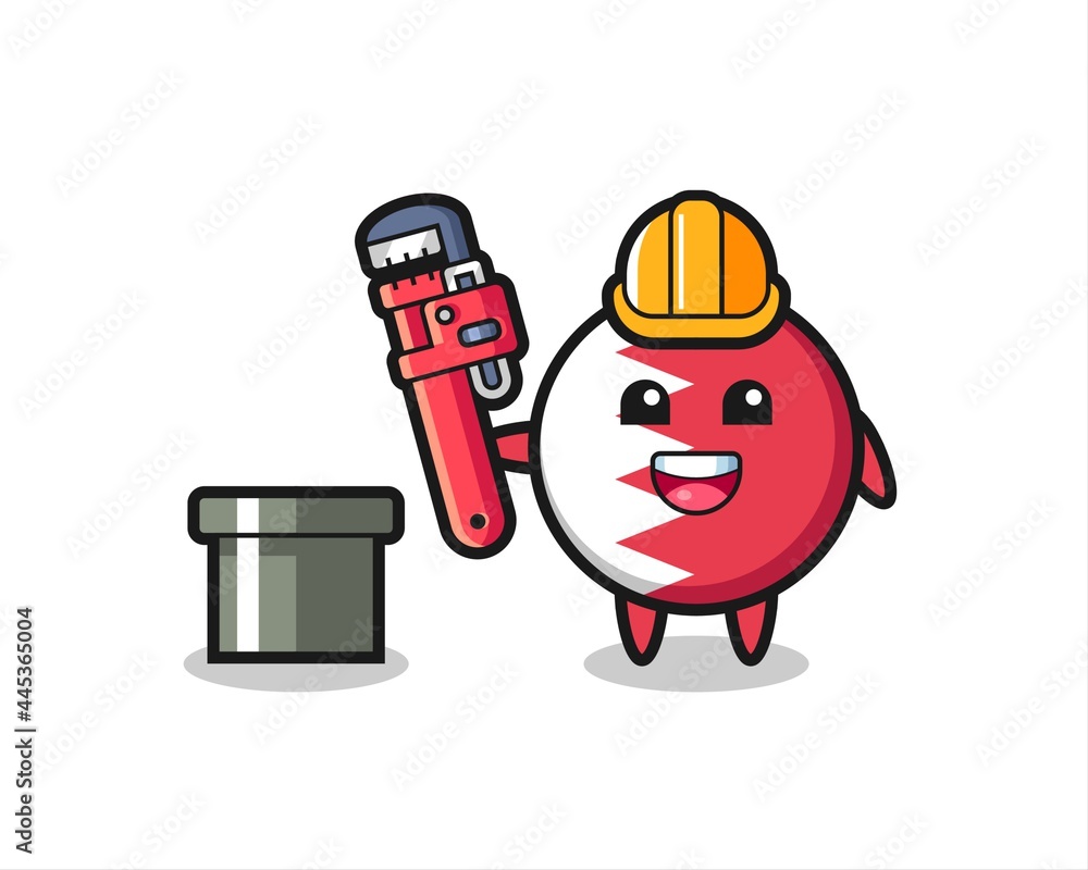 Character Illustration of bahrain flag badge as a plumber Character Illustration of bahrain flag badge as a plumber