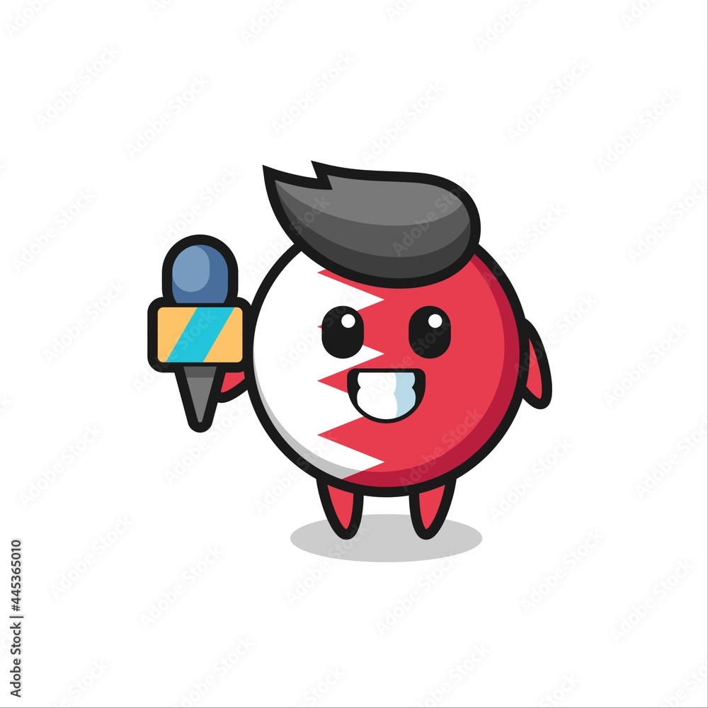 Character mascot of bahrain flag badge as a news reporter Character mascot of bahrain flag badge as a news reporter