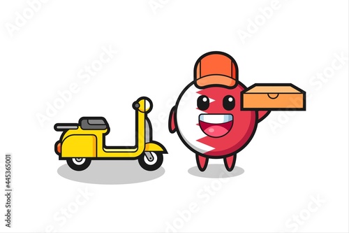 Character Illustration of bahrain flag badge as a pizza deliveryman