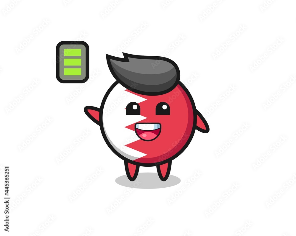 bahrain flag badge mascot character with energetic gesture bahrain flag badge mascot character with energetic gesture