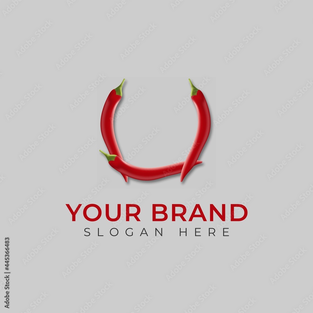Red Chili Pepper Letter U Design Vector Red Chili Pepper Letter U Design Vector