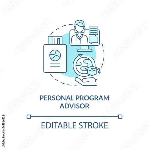Personal program advisor concept icon. Internship program benefit abstract idea thin line illustration. Trainee interview coordination. Vector isolated outline color drawing. Editable stroke