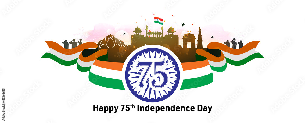Independence day India. 75 years journey of freedom and 15th August celebration background on 
