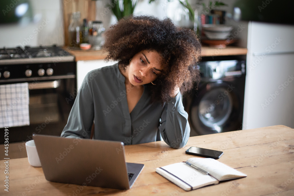 © ReeldealHD images - Stressed African American businesswoman working from home