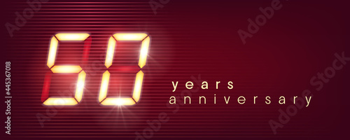 50 years anniversary vector logo, icon. Template banner with electronic numbers for 50th anniversary
