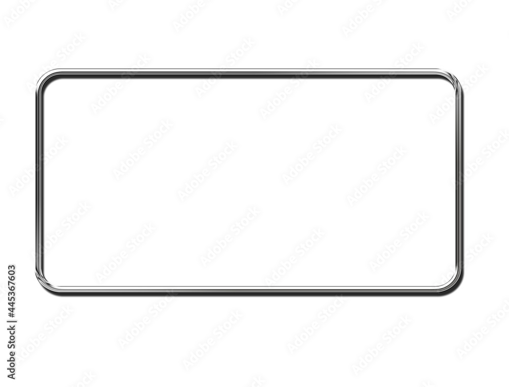 Metal look, Metallic, Rectangular frame. Rectangular frame with oval corners . 3d illustration Metal look, Metallic, Rectangular frame. Rectangular frame with oval corners . 3d illustration