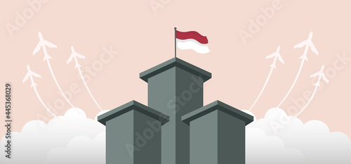 Indonesia independence day landscape banner design. photo