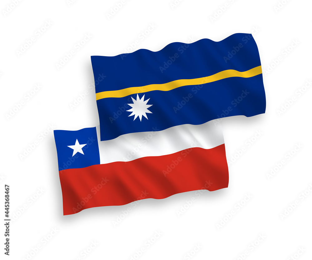 Fototapeta premium Flags of Republic of Nauru and Chile on a white background