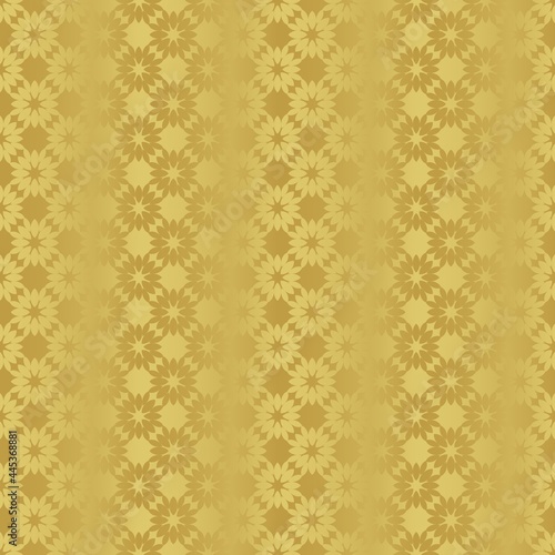 Gold paper for printing. Seamless pattern. Gold background with decor. Imitation metal foil.