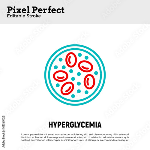 Hyperglycemia thin line icon. Low blood sugar. Thin line icon. Diabetes symptom. Pixel perfect, editable stroke. Vector illustration.