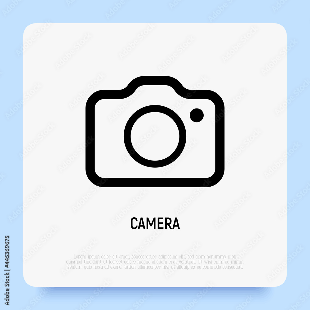 Camera simple line icon. Digital button for photography. Vector illustration. Camera simple line icon. Digital button for photography. Vector illustration.