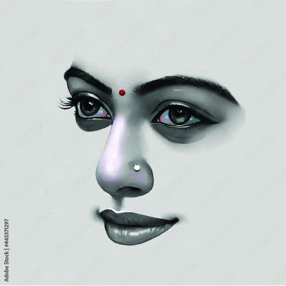 Fototapeta premium Woman face. Hand painted fashion illustration. 