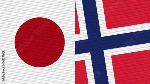 Norway and Japan Two Half Flags Together Fabric Texture Illustration