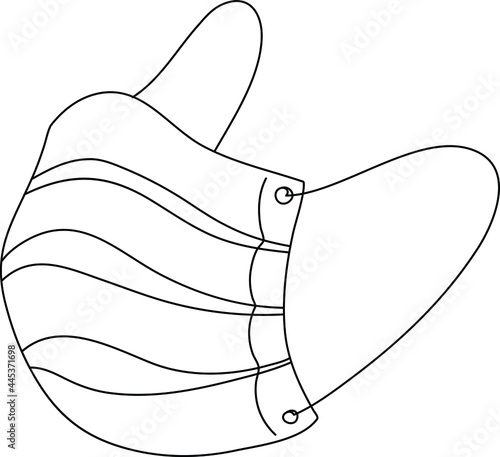 Medical mask icon vector transparent. Black line drawing.