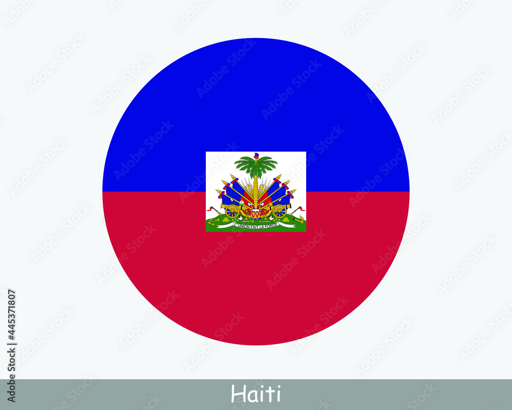 Obraz premium Haiti Round Circle Flag. Haitian Circular Button Banner Icon. EPS Vector