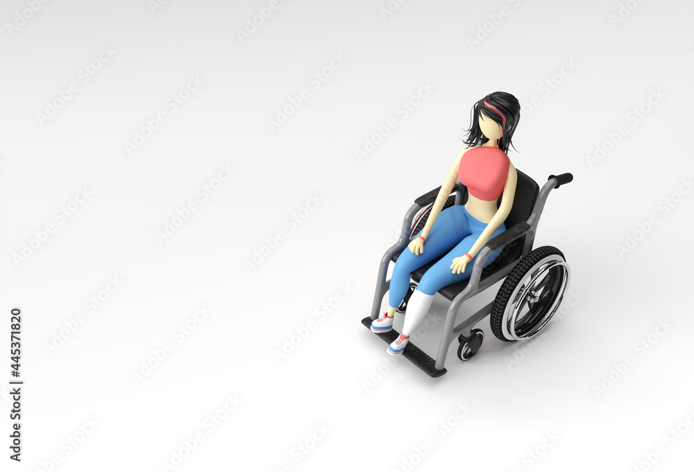 3d Render Woman Sitting on wheelchair 3d illustration Design. 3d Render Woman Sitting on wheelchair 3d illustration Design.