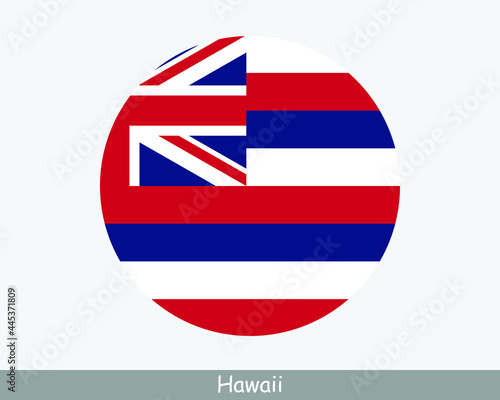 Hawaii Round Circle Flag. HI USA State Circular Button Banner Icon. Hawaii United States of America State Flag. The Aloha State EPS Vector