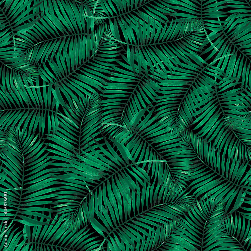 Seamless pattern of palm green leaves. You can use it for your own designs.
