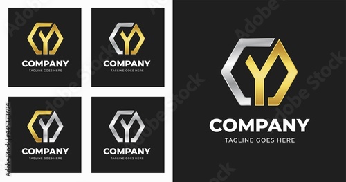 Letter Y logo design template with geometric shape style