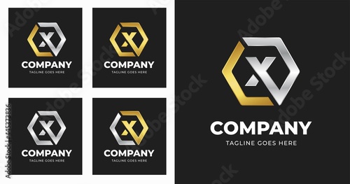 Letter X logo design template with geometric shape style