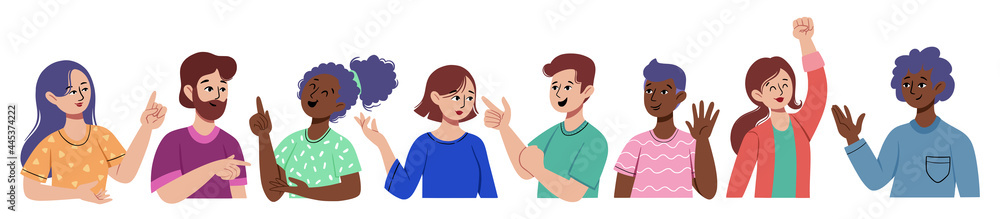 Diverse group of people talking to each other isolated on white background. Social men and women are speaking scene concept. Male and female exchange information. Vector illustration. Diverse group of people talking to each other isolated on white background. Social men and women are speaking scene concept. Male and female exchange information. Vector illustration.