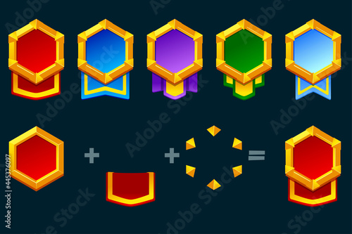 Constructor award badge for game resources, blank medallion with ribbon for ui.