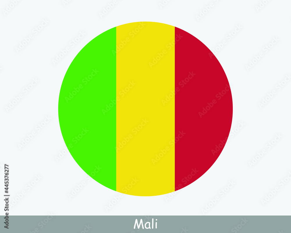 Fototapeta premium Mali Round Circle Flag. Malian Circular Button Banner Icon. EPS Vector