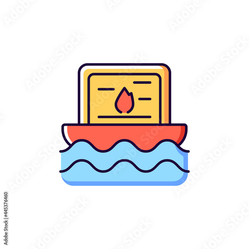 Taiwan water lanterns RGB color icon. Isolated vector illustration. National celebration. Little light launching. Asian cultural values simple filled line drawing