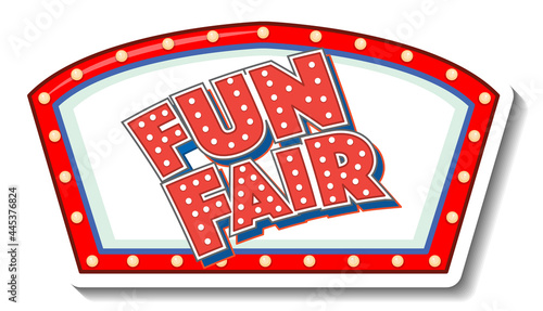Sticker template with Funfair banner isolated