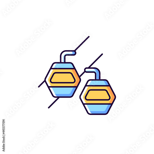 Maokong gondola RGB color icon. Isolated vector illustration. Lift transportation. Crystal travel cabins. Asian trip. Taiwan cable car. Mountain chariot simple filled line drawing