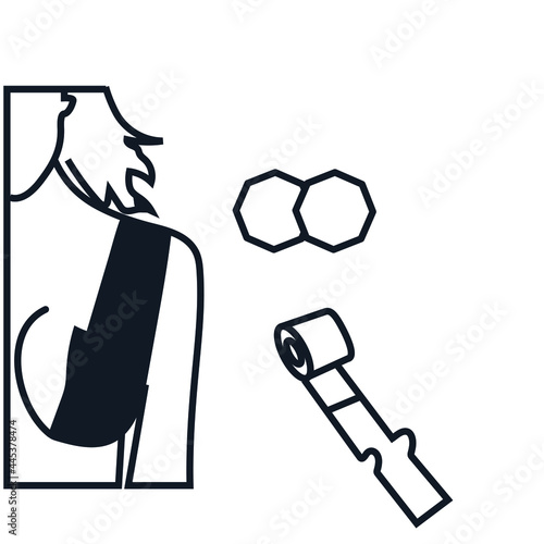 Boob Tape vector line art on white background.Nipple Cover Set, Breathable Breast Lift Tape, Athletic Tape stock Illustration