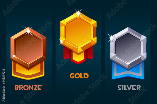 Award badge for game resources, blank medallion with ribbon for ui.