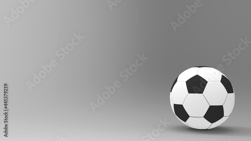 Image  soccer ball on a grey background. 3d render soccer ball. Pop art style