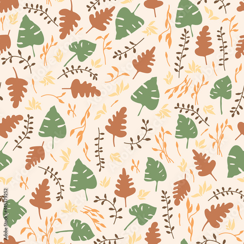 Floral seamless pattern. Abstract print with leaves. Vector hand drawing background for print, paper, textile.
