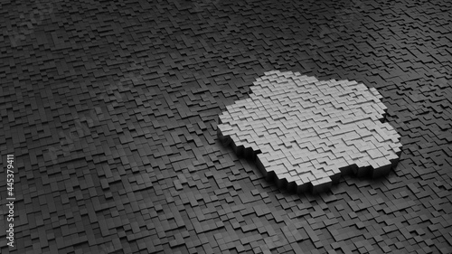 33d rendering cubes in shape of symbol of flower light colored on dark