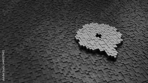 33d rendering cubes in shape of symbol of flower light colored on dark