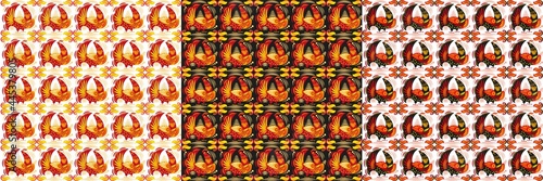 maslenitsa pattern beautiful bright birds of various colors and shapes