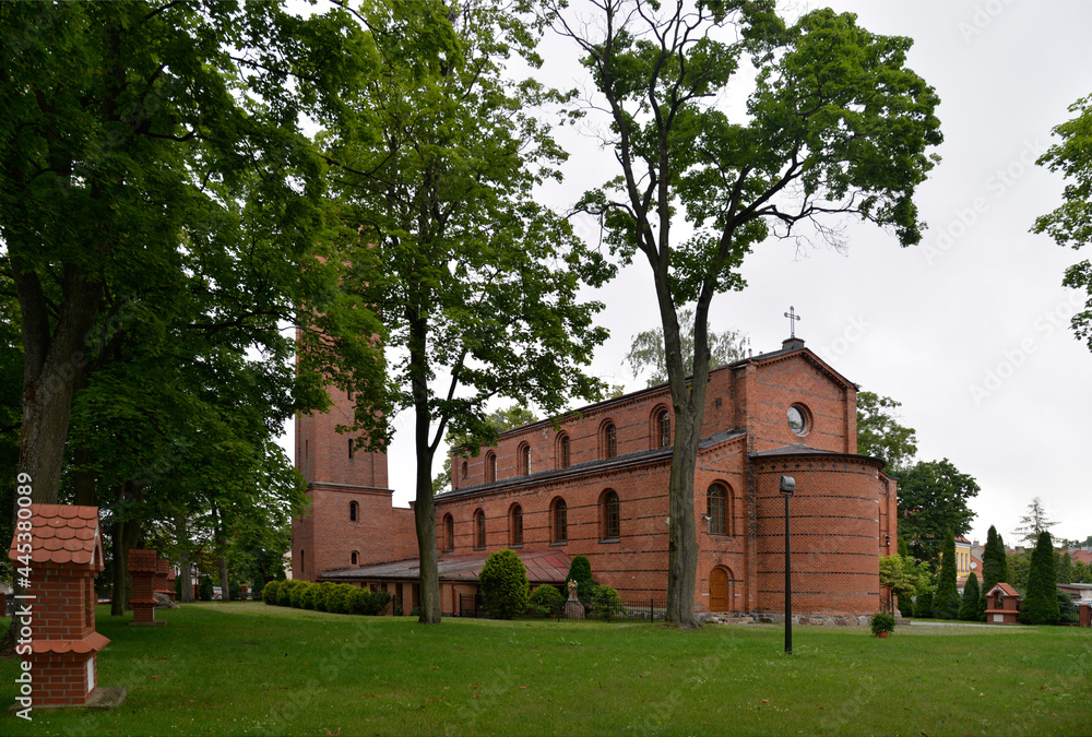 Built in 1846, the neo-Roman Catholic church of Blessed Karolina Kózkówna in the village of Biskupiec, warmi in Poland.