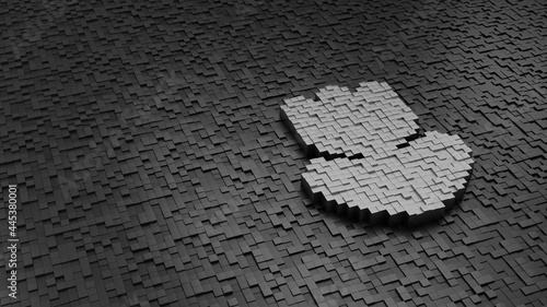 33d rendering cubes in shape of symbol of makro or tulip light colored on dark