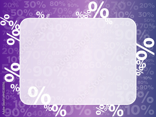 Purple background with small percent. Banner with percentage