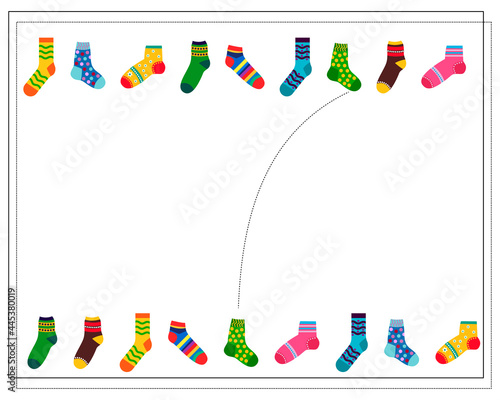 a logical game for children. find a pair for the sock. vector