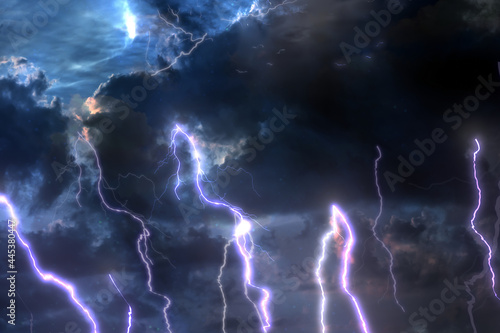 severe thunderstorm weather watch dramatic sky powerful strikes 3D illustration