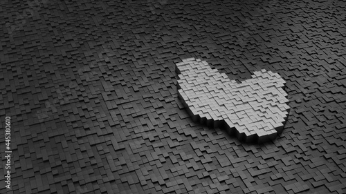 33d rendering cubes in shape of symbol of sesame light colored on dark