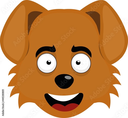 Vector illustration of emoticon of the face of a cute cartoon dog