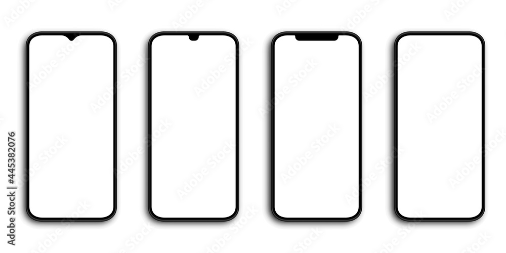 Realistic Smartphone. Phones with white screen. Template mobile phones, isolated. Vector illustration Realistic Smartphone. Phones with white screen. Template mobile phones, isolated. Vector illustration