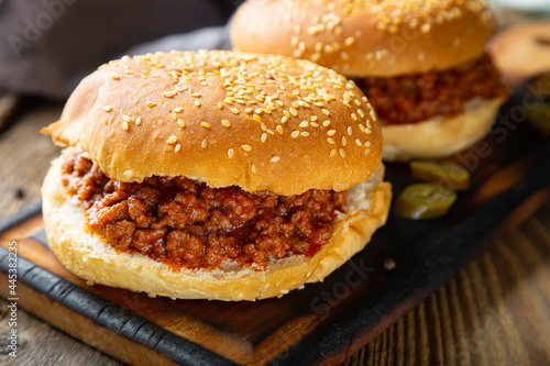 Sloppy joe sandwich with ground beef