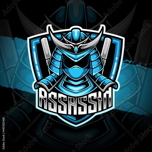 esport logo assassin samurai, and tshirt design