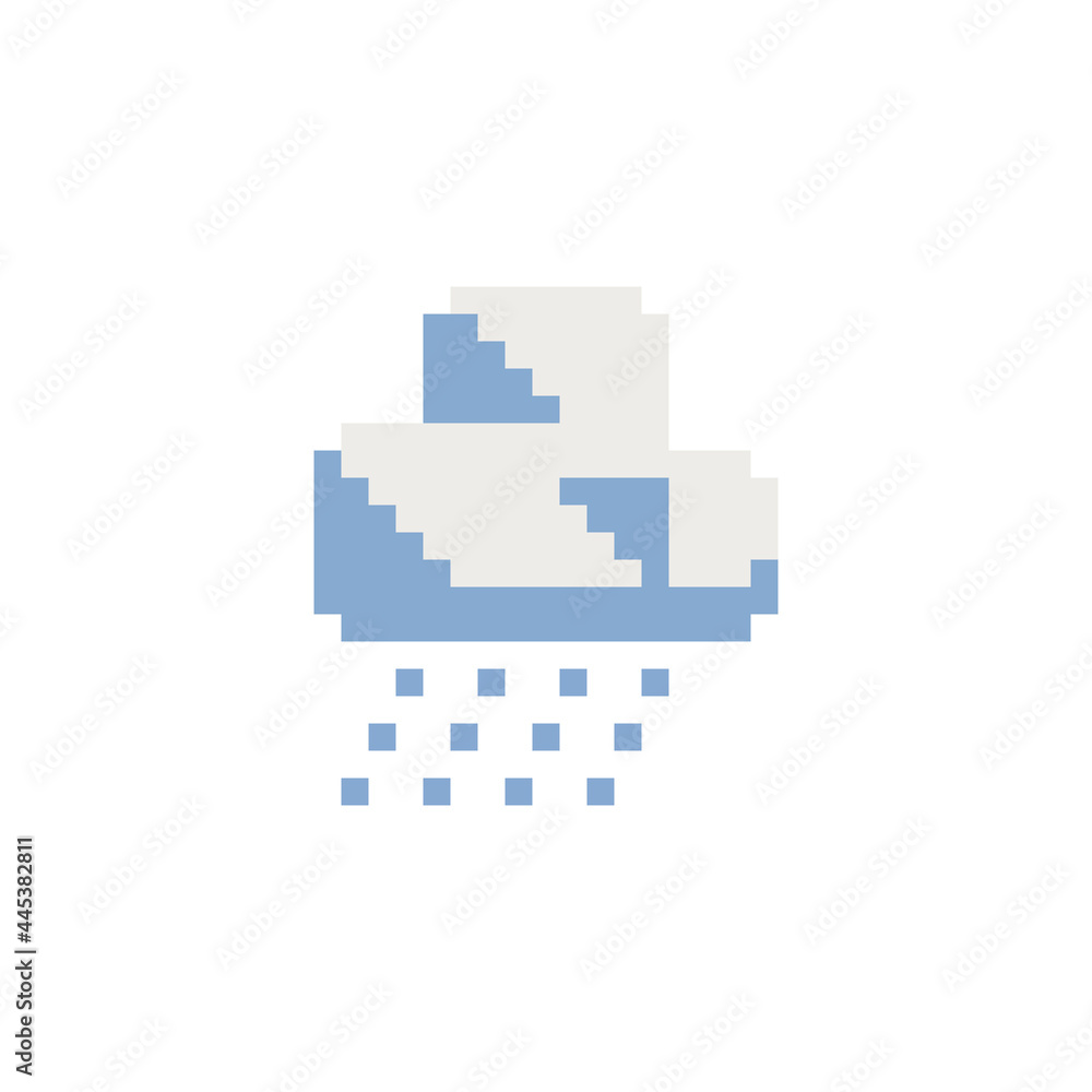 Rain pixel art icon. Weather sign. Rainstorm symbol for your web site design, logo, app, UI. Vector illustration isolated on white background. Rain pixel art icon. Weather sign. Rainstorm symbol for your web site design, logo, app, UI. Vector illustration isolated on white background.