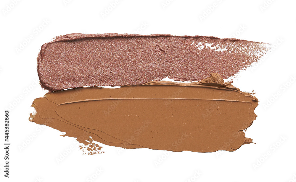 Gently beige strokes and texture of makeup foundation or acrylic paint isolated on white background Gently beige strokes and texture of makeup foundation or acrylic paint isolated on white background